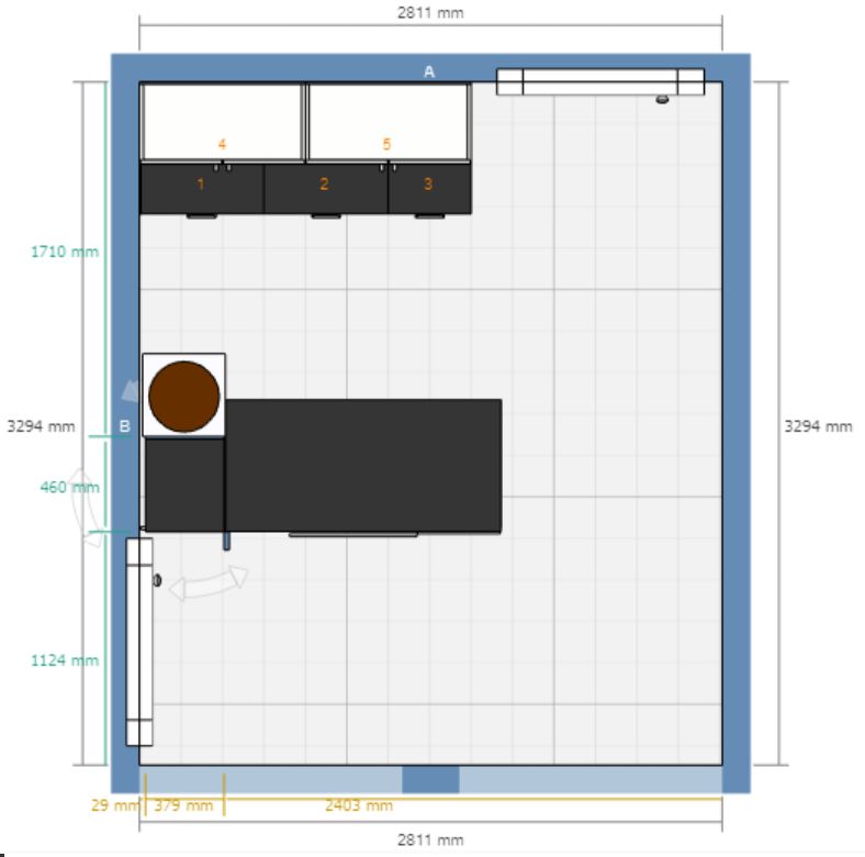 Simpele kleine keuken plaatsen 1,5 meter breed. Met bouw los aanrecht