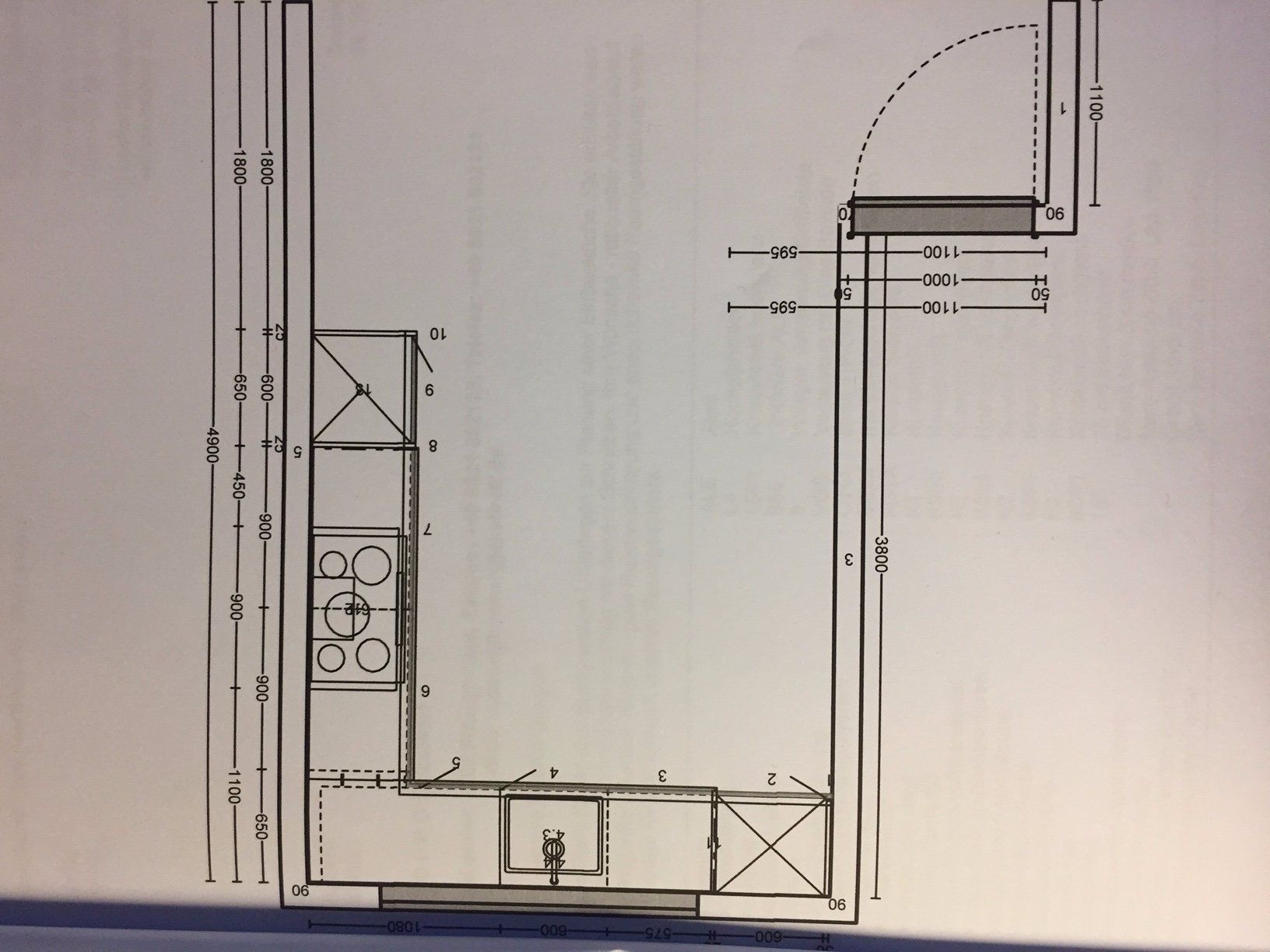 technische tekening keuken maken met locatie electra en leidingen