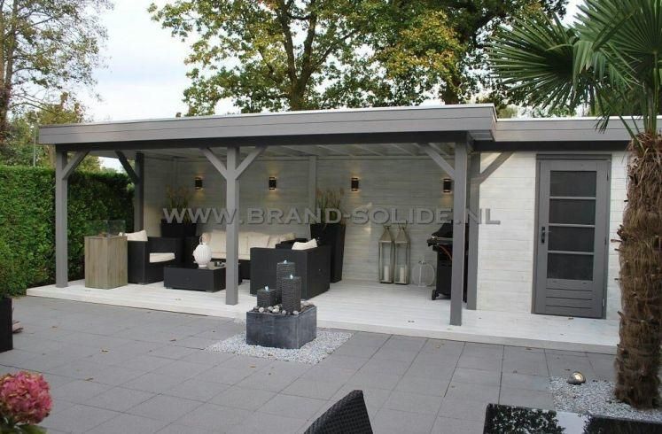 Tuinhuis Met Overkapping Van Douglas Hout 750x350 Cm - Werkspot