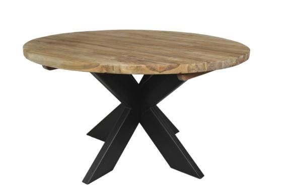 Ronde eiken houten tafel 140cm met stalen kruispoot Werkspot